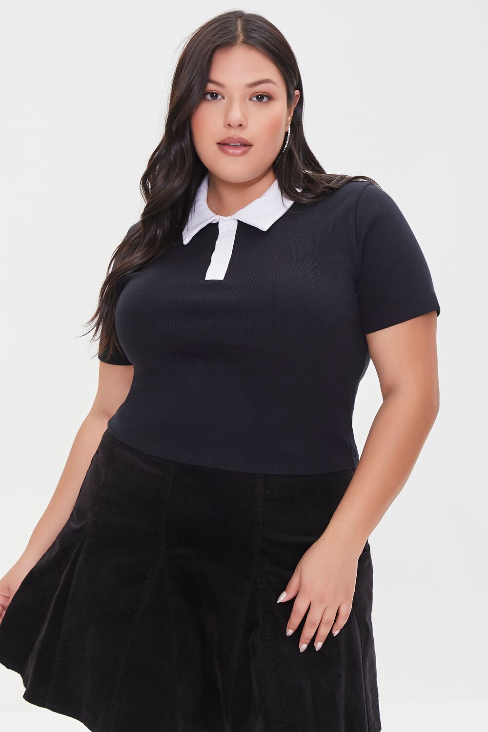 Plus Size Contrast-Trim Polo Shirt