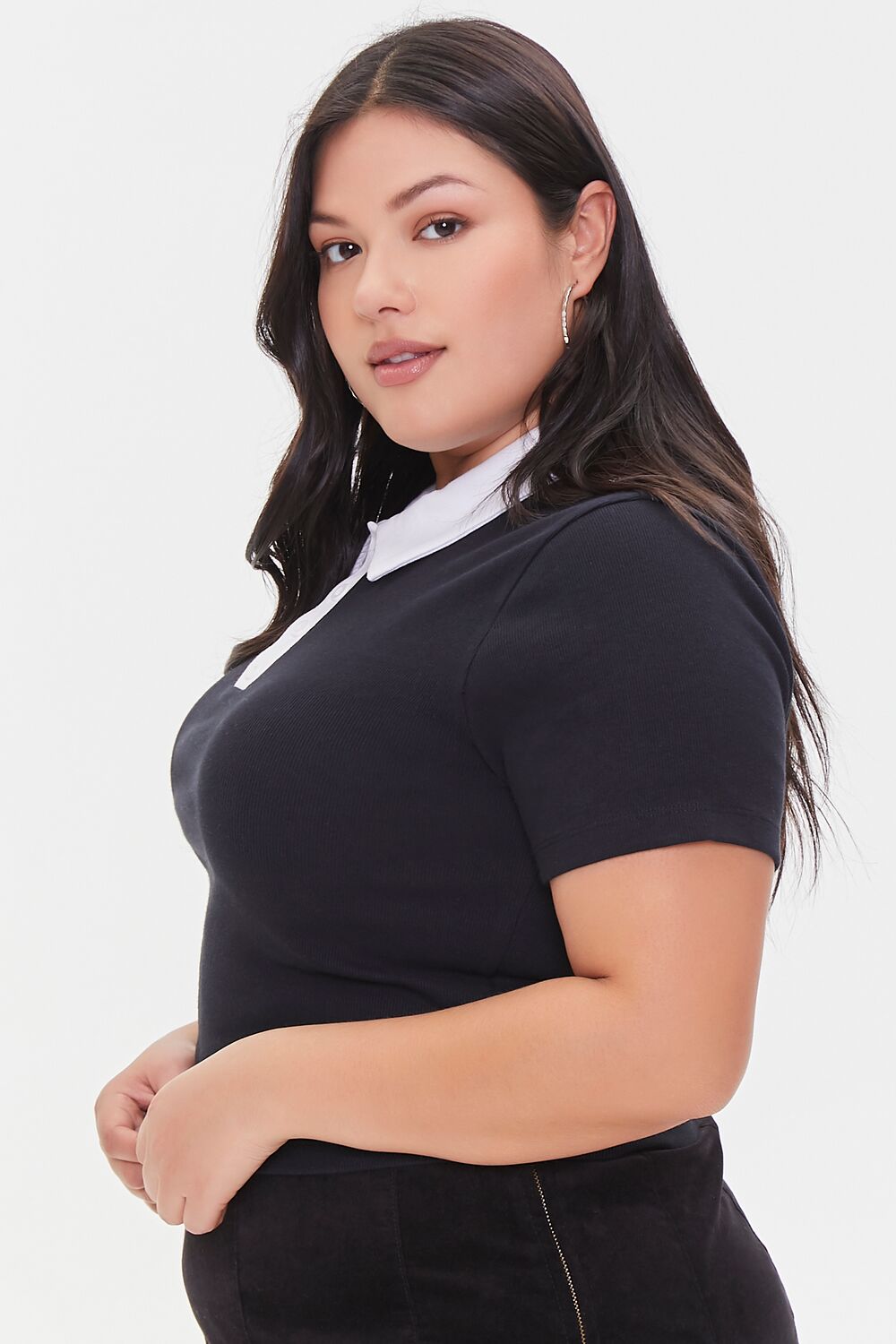Plus Size Contrast-Trim Polo Shirt