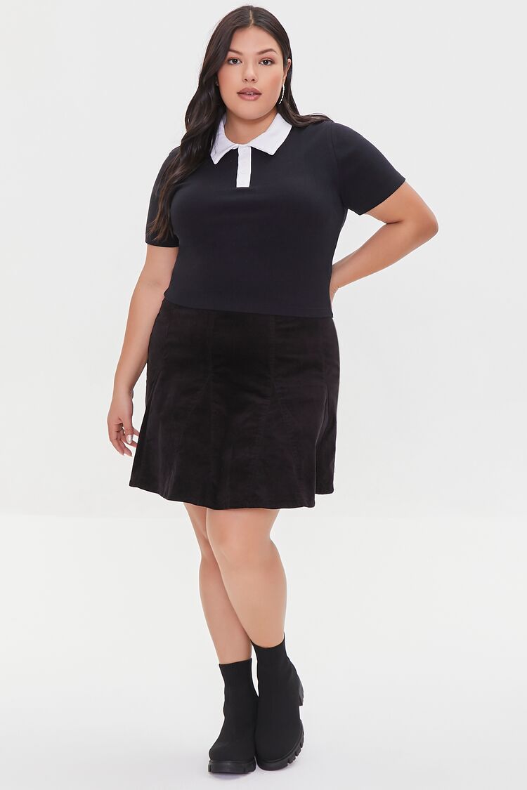Plus Size Contrast-Trim Polo Shirt