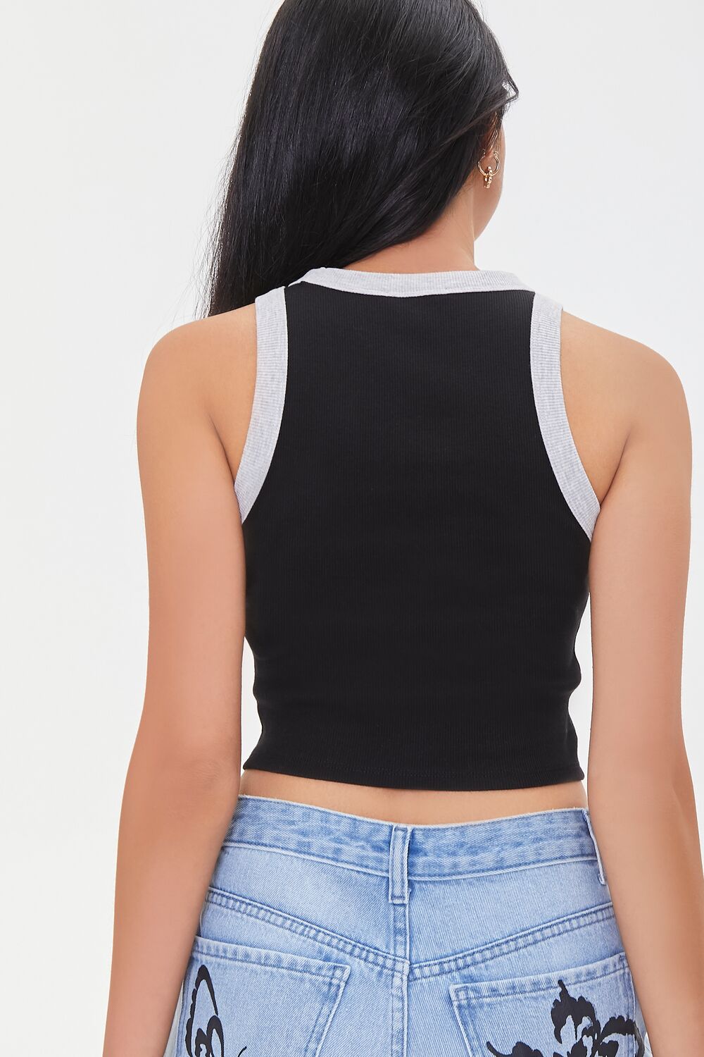 Contrast-Trim Cropped Tank Top