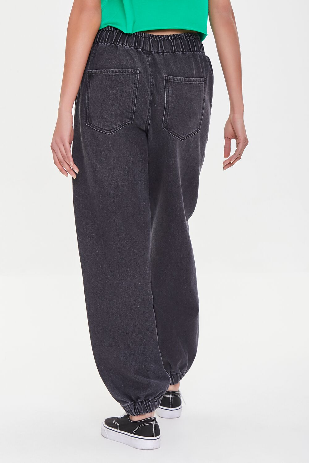 Drawstring High-Rise Denim Joggers