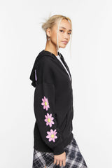 Happy Face Graphic Zip-Up Hoodie