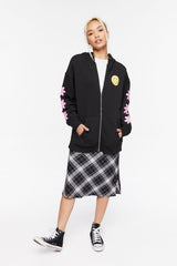 Happy Face Graphic Zip-Up Hoodie