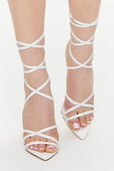 Faux Leather Lace-Up Stiletto Heels