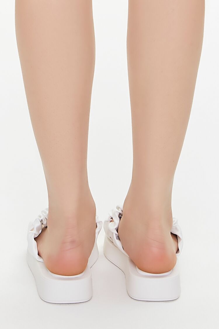 Ruched Faux Leather Slides
