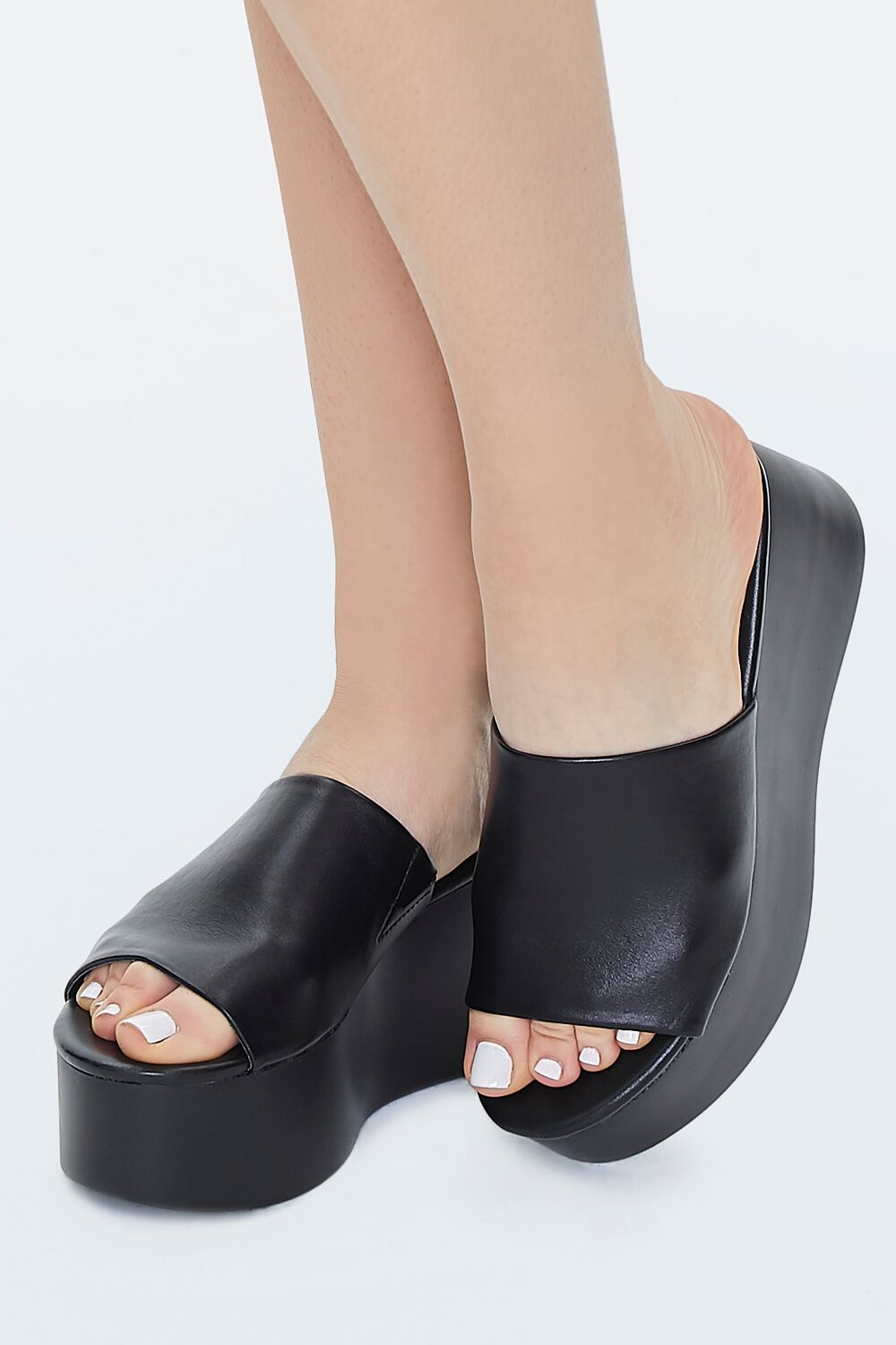 Faux Leather Platform Wedges
