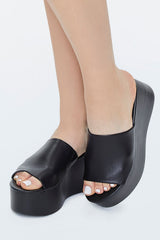 Faux Leather Platform Wedges
