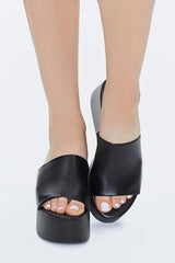 Faux Leather Platform Wedges