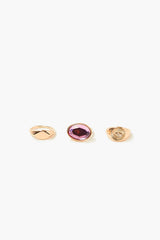 Engraved & Faux Gem Ring Set