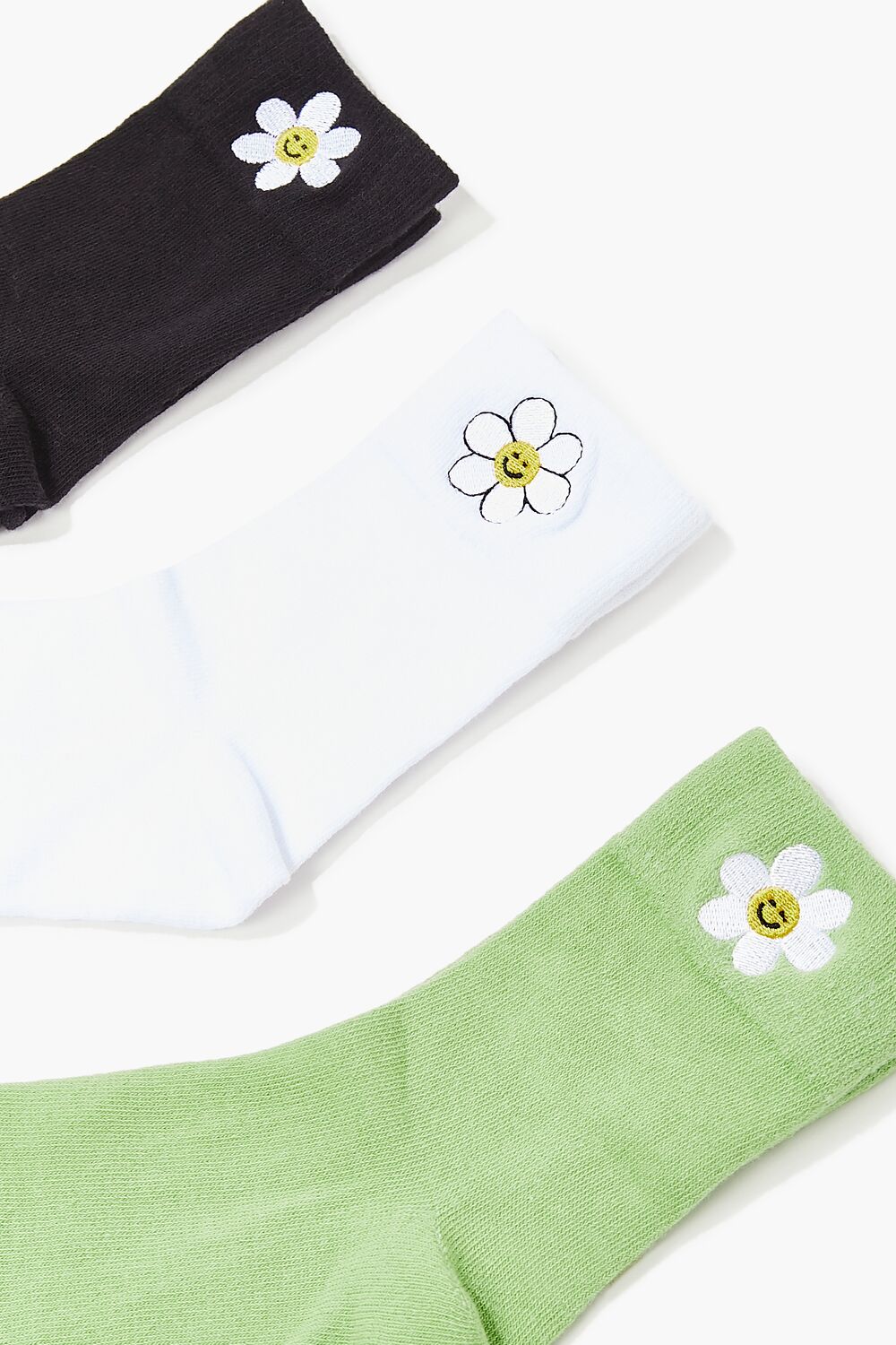 Embroidered Flower Crew Sock Set - 3 pack