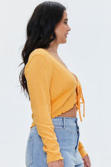 Plus Size Self-Tie Crop Top