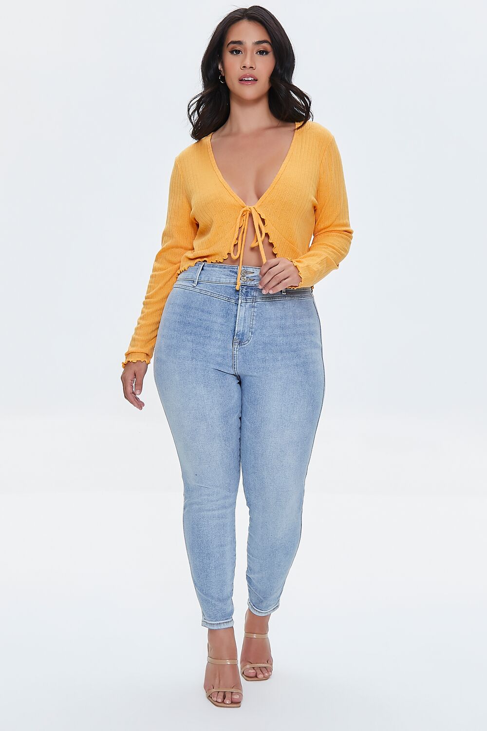 Plus Size Self-Tie Crop Top