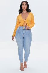 Plus Size Self-Tie Crop Top