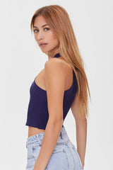 Sweater-Knit Halter Crop Top