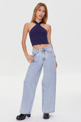 Sweater-Knit Halter Crop Top