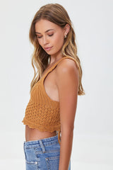Crochet Lace-Up Crop Top