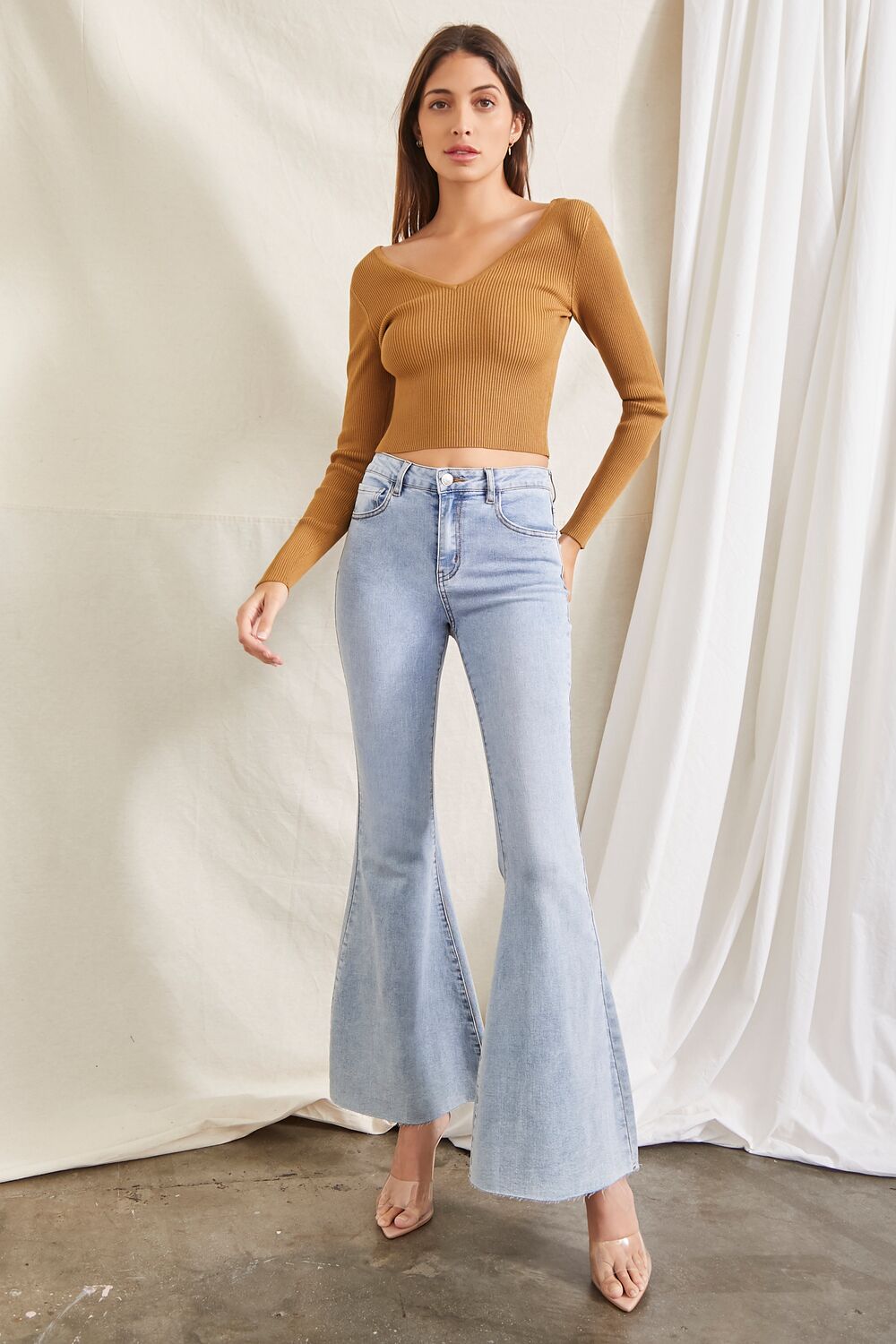 Ribbed Cropped Fitted Sweater