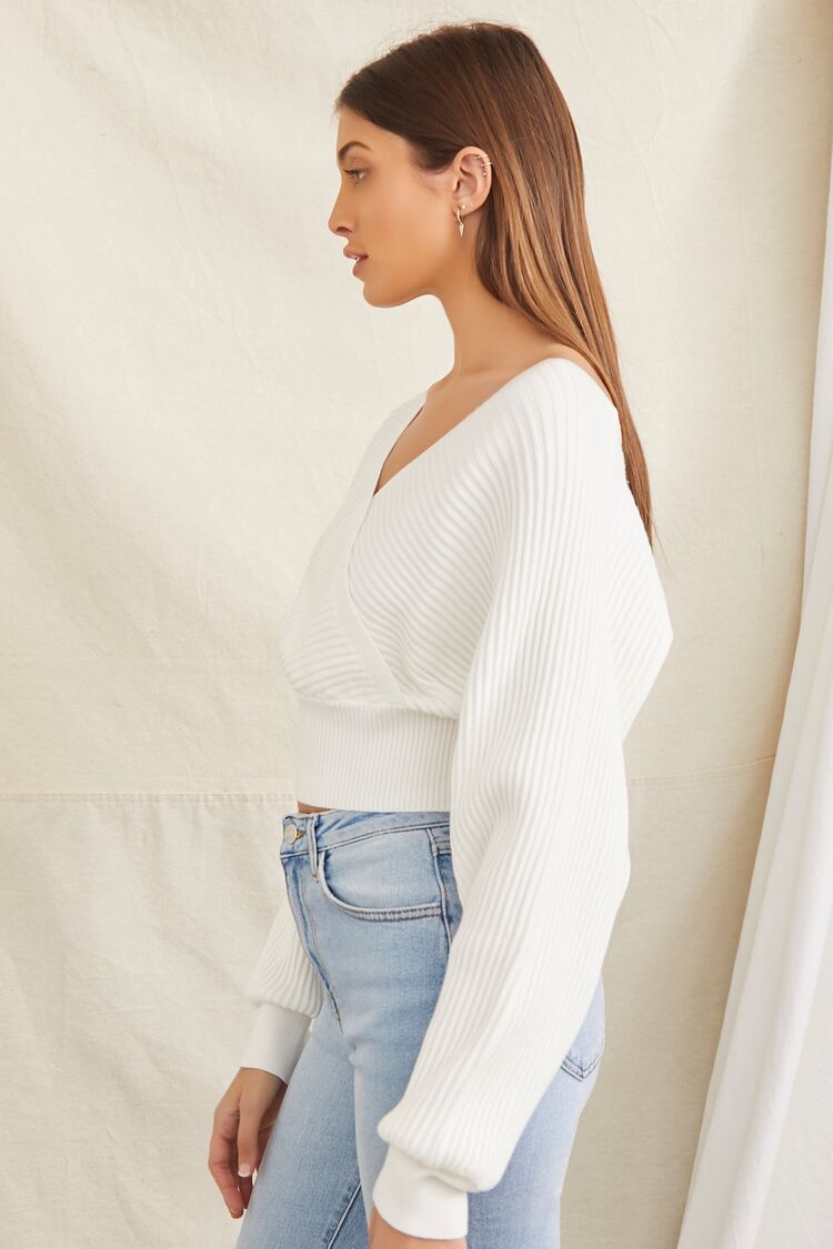 Ribbed Surplice Sweater
