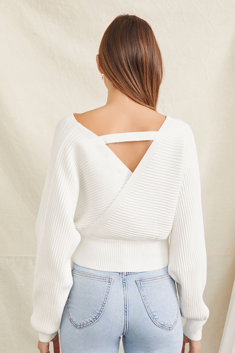 Ribbed Surplice Sweater