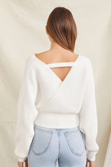 Ribbed Surplice Sweater