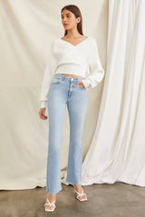 Ribbed Surplice Sweater