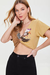 Reworked Eagle Graphic Crop Top