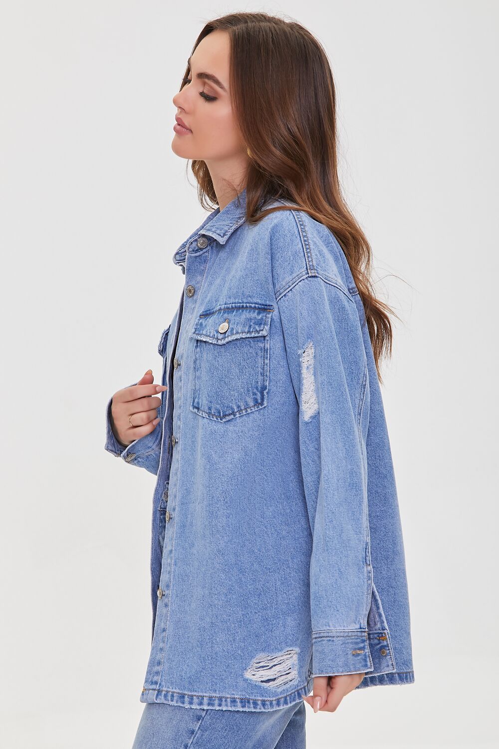 Denim Distressed Shacket