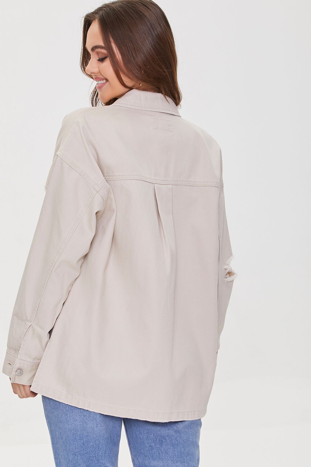 Distressed Twill Shacket