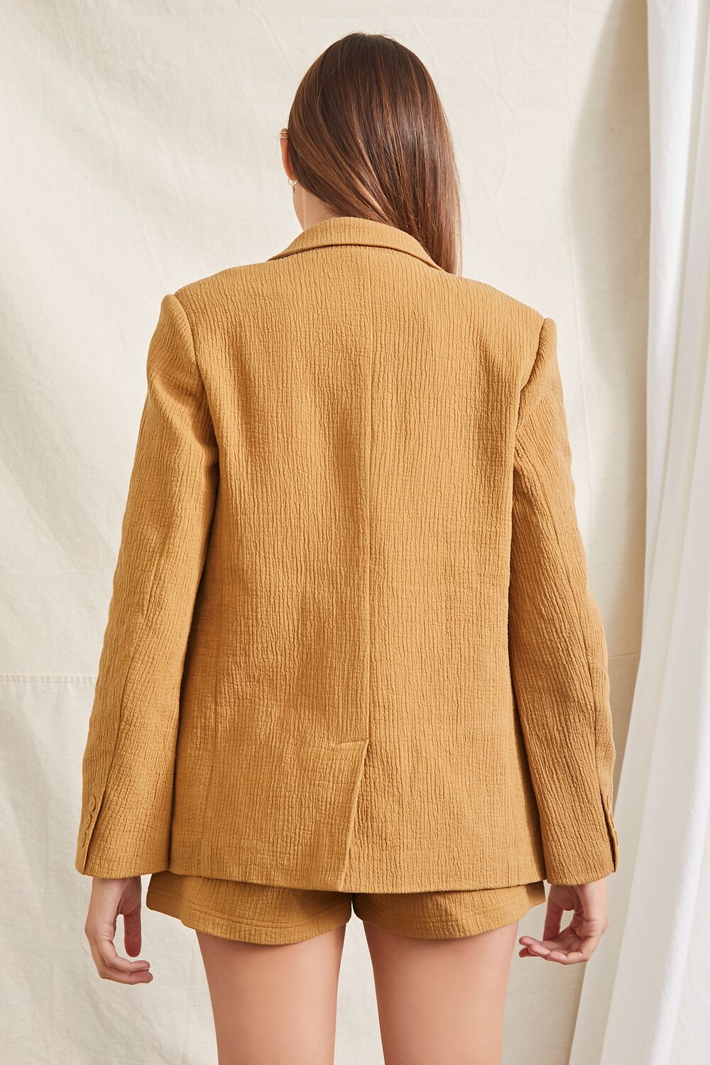 Crinkled Button-Front Blazer