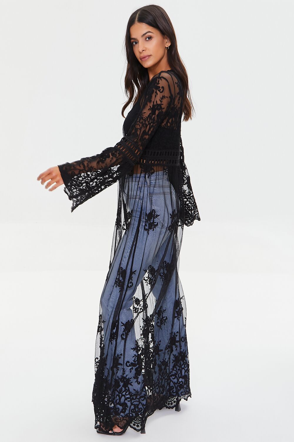 Sheer Crochet Lace Kimono