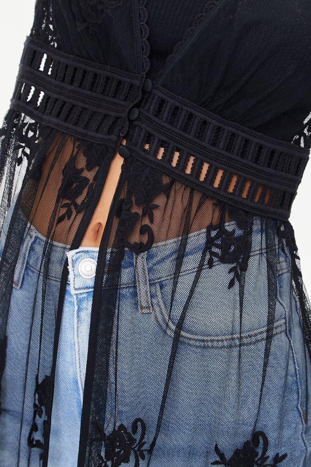 Sheer Crochet Lace Kimono