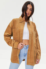 Corduroy Dolphin-Hem Shacket
