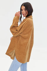 Corduroy Dolphin-Hem Shacket