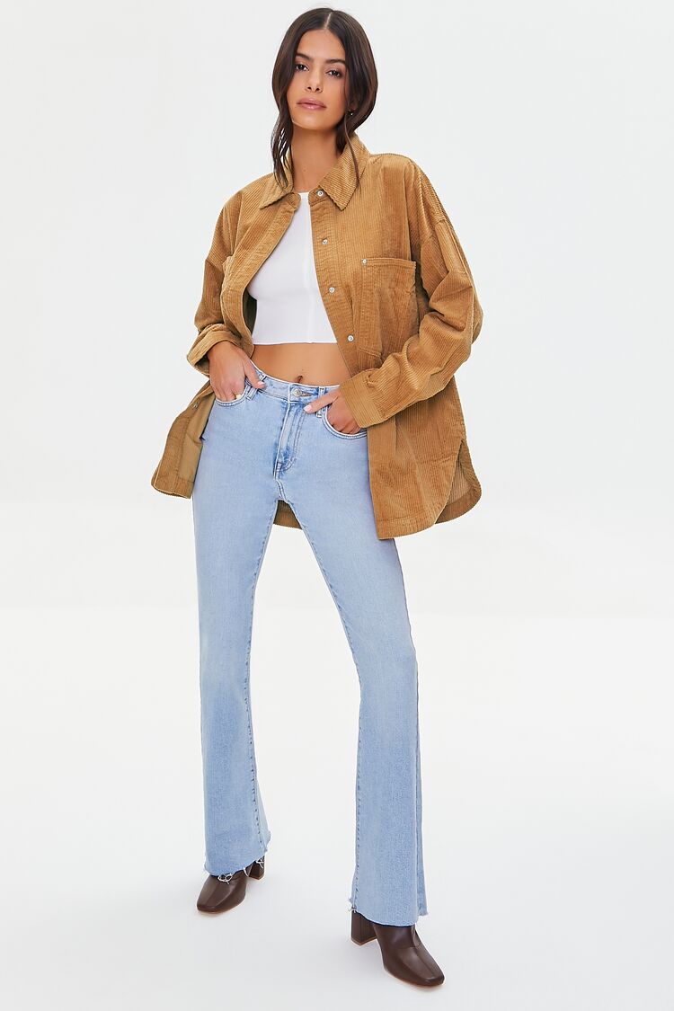 Corduroy Dolphin-Hem Shacket