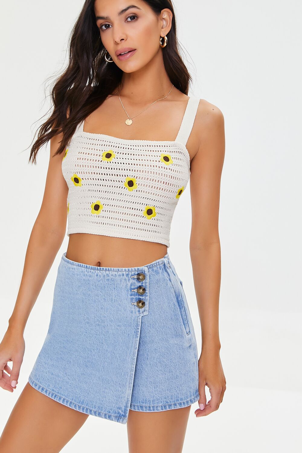 Buttoned Denim Skort