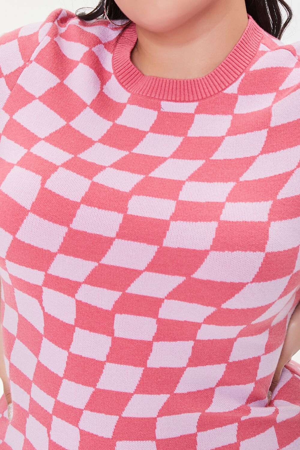 Plus Size Checkered Sweater Dress