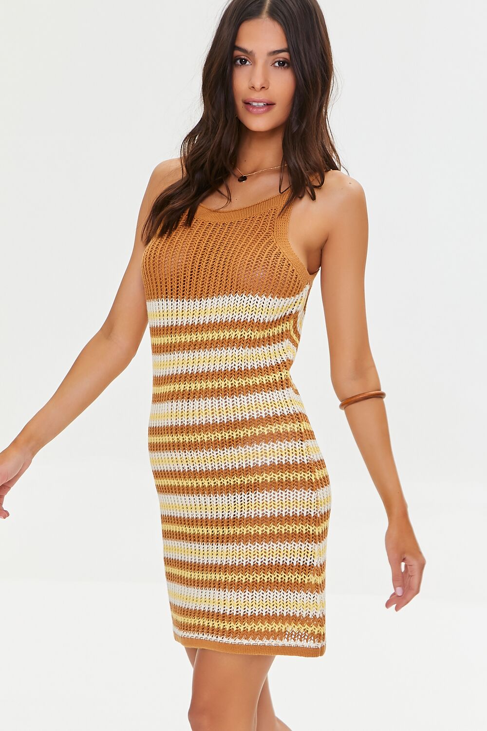 Striped Crochet Mini Dress