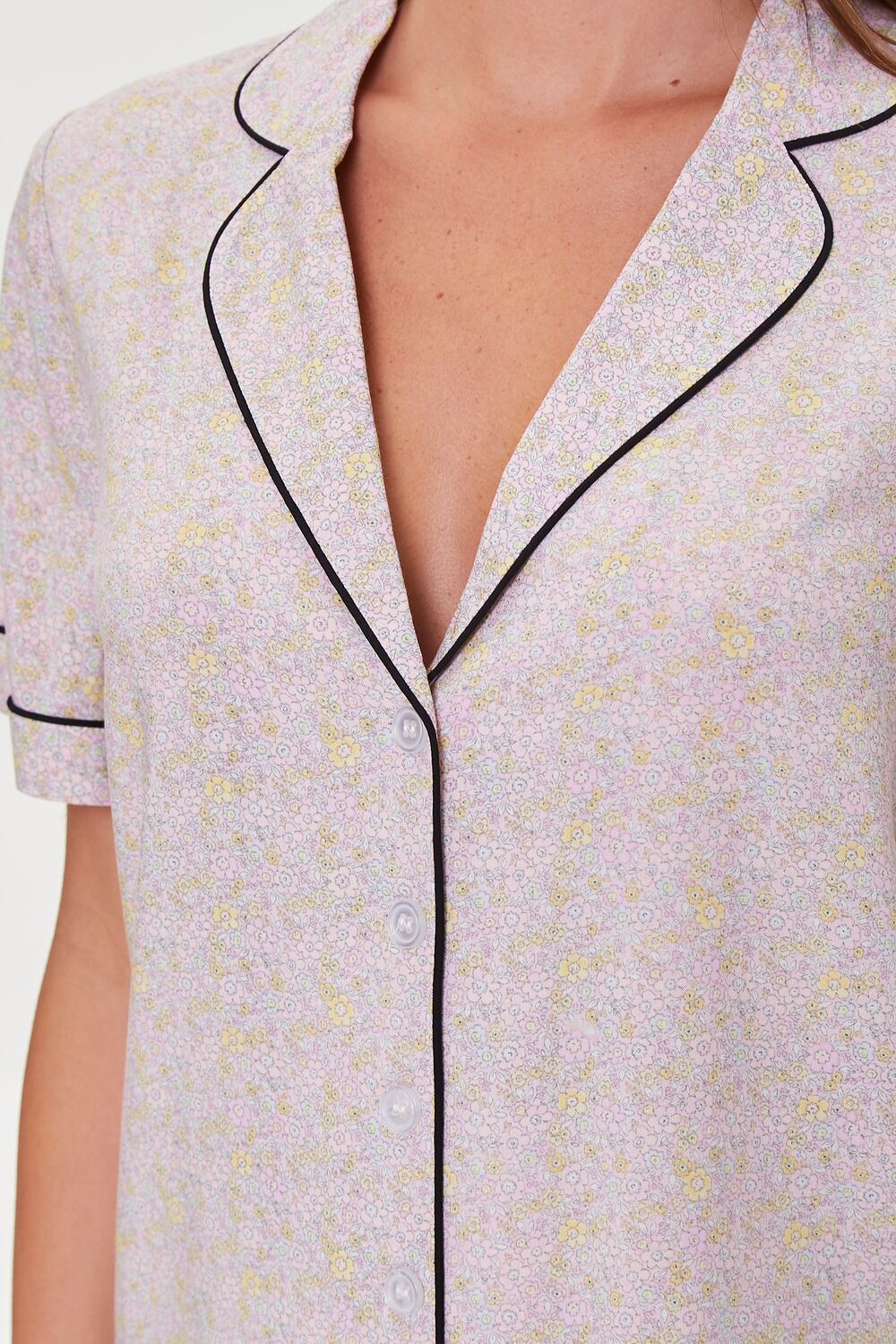 Floral Shirt & Shorts Pajama Set