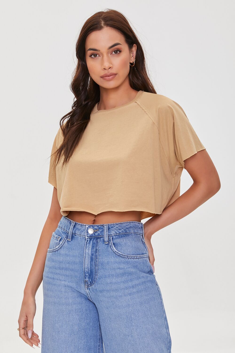 Raglan-Sleeve Cropped Tee