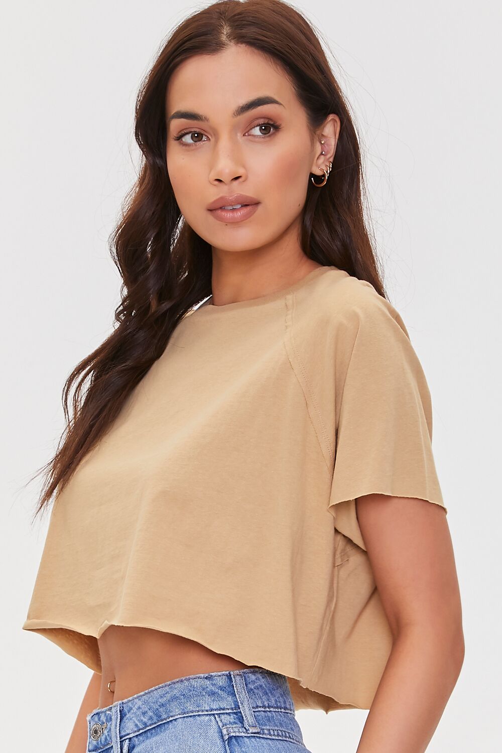 Raglan-Sleeve Cropped Tee