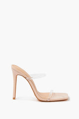 Faux Leather Open-Toe Stiletto Heels