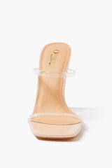 Faux Leather Open-Toe Stiletto Heels