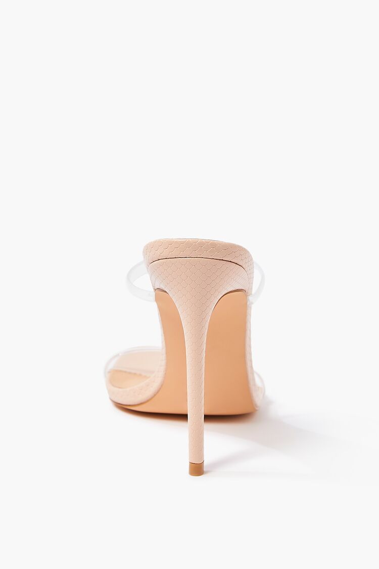 Faux Leather Open-Toe Stiletto Heels