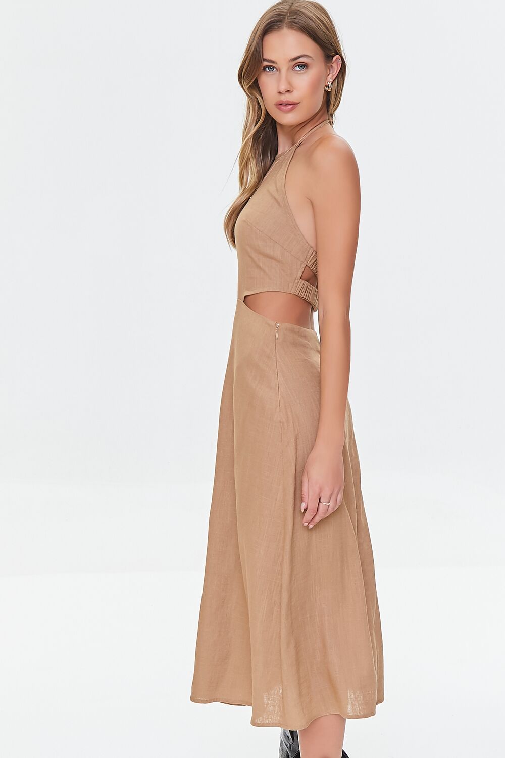 Cutout Self-Tie Halter Dress