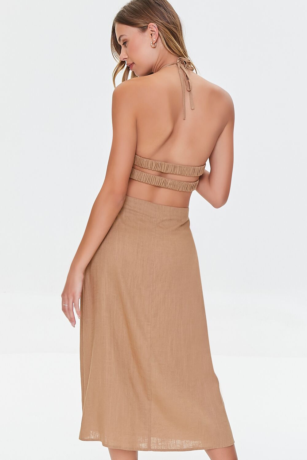 Cutout Self-Tie Halter Dress