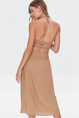 Cutout Self-Tie Halter Dress