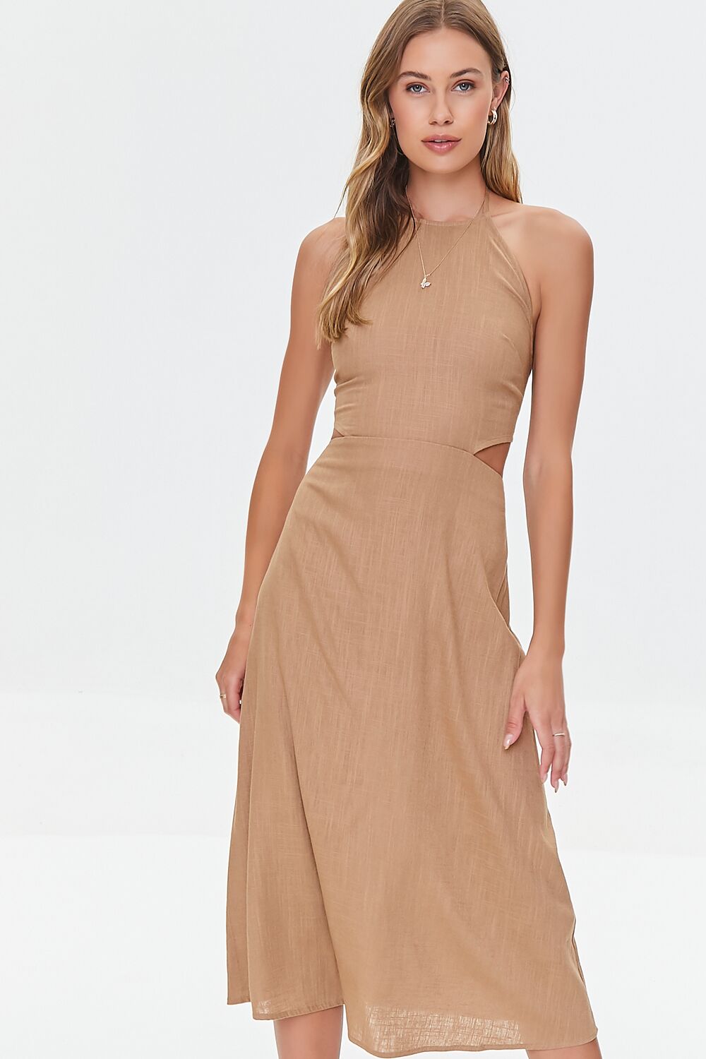 Cutout Self-Tie Halter Dress