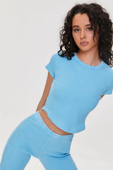 Cropped Waffle Knit Tee
