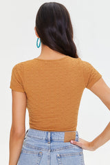 Pointelle Knit Crop Top