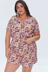 Plus Size Floral Print Shorts